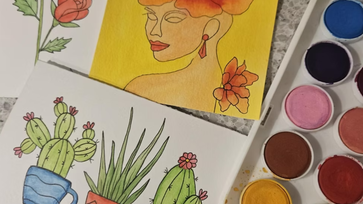 Initiation à l'aquarelle - Thème à fleurs